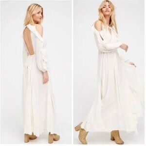 Free People Huxley Metallic Striped Open Back Maxi dress